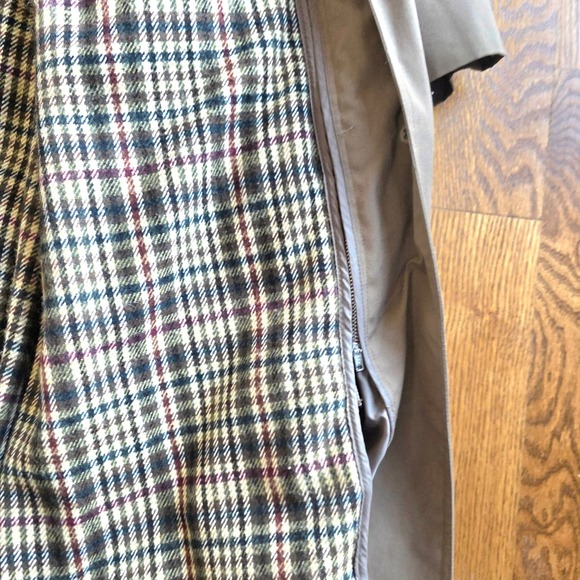 Cabelas Womens Lined Trench Coat Hooded Plaid Scarf Belted Khaki Size S - Picture 7 of 11